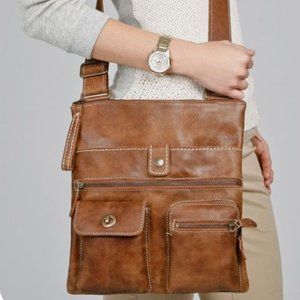 Roots Leather Crossbody Village Bag